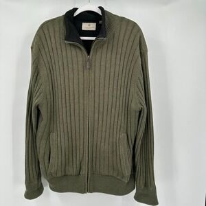Lanesboro Outdoors Men Ribbed Zip Jacket Size XL Fleece Lined Heavy Knit Utility
